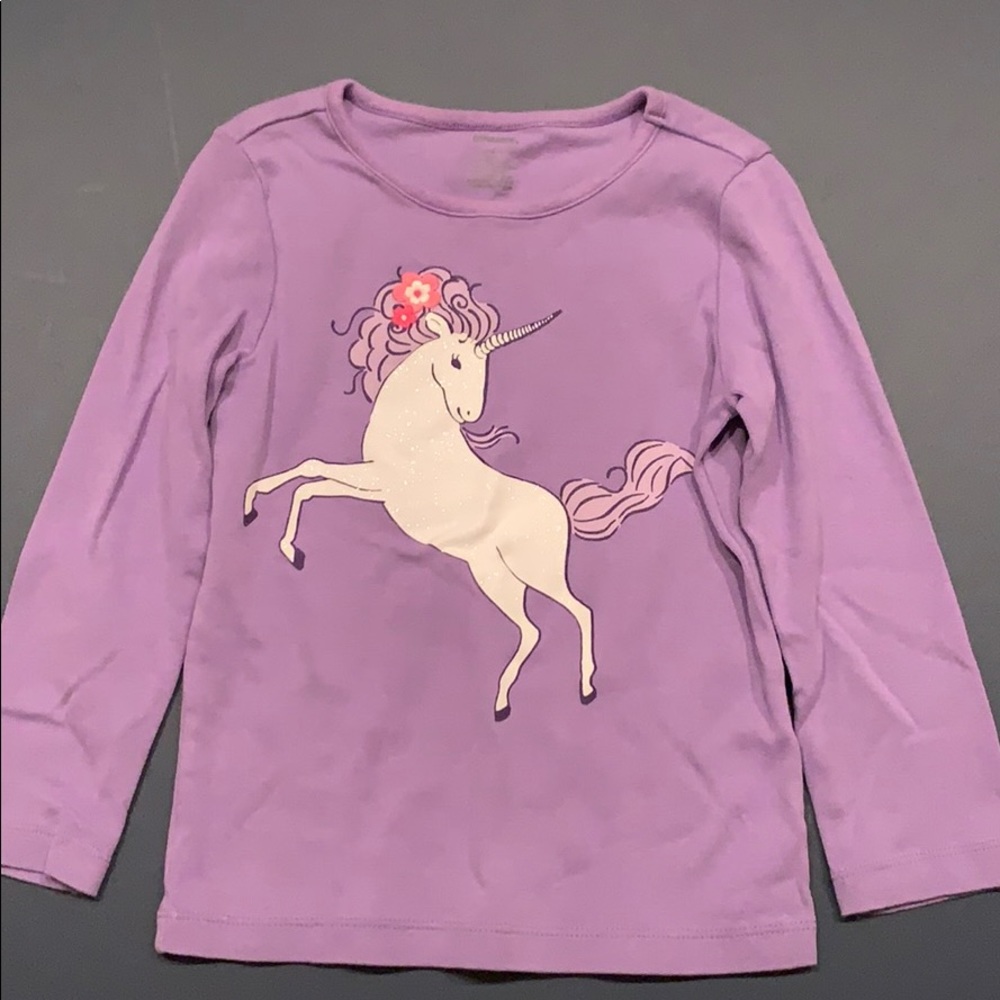 Girls Gymboree unicorn long sleeve top.